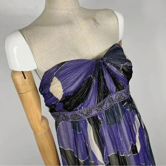 BCBGMaxAzria maxi metallic cocktail dress size 12 - Picture 5 of 12